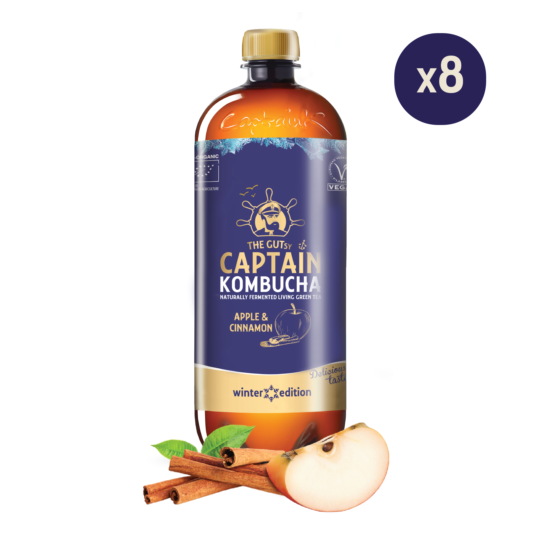 GUTsy Captain Kombucha - Apple and Cinnamon - Winter Edition 8 x 1L